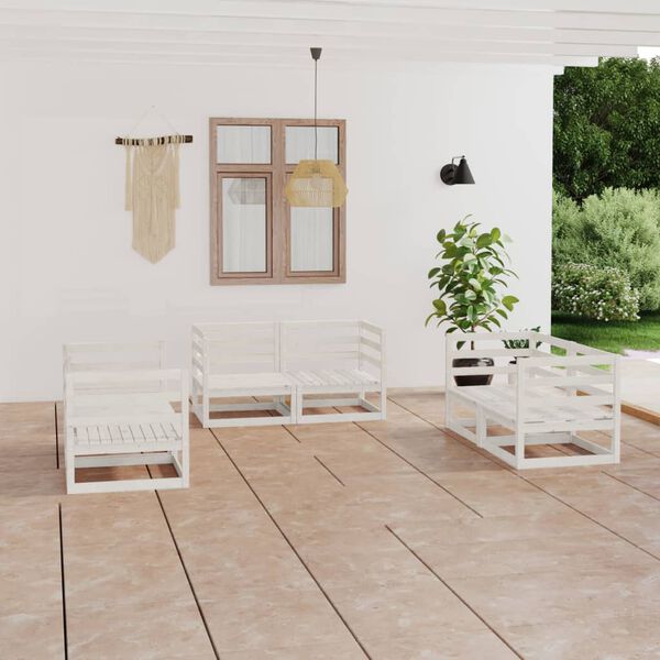 vidaXL Set Divani da Giardino 6 pz Bianco in Legno Massello di Pino