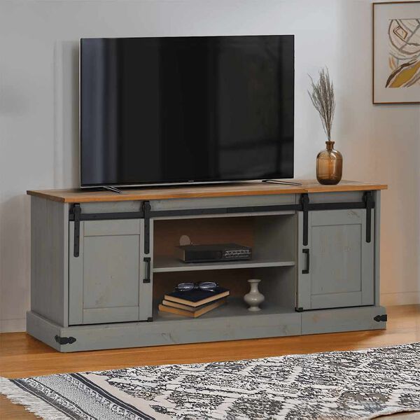 vidaXL Mobile Porta TV HALDEN 2 Ante Scorrevoli Grigio 150x40x60 cm