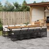 vidaXL Set da Pranzo da Giardino 11 pz con Cuscini in Polyrattan Nero