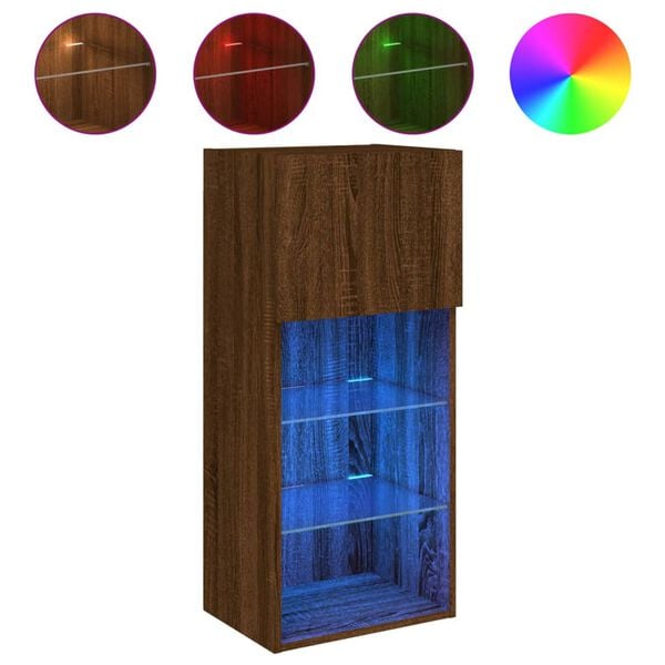 vidaXL Mobile TV con Luci LED Rovere Marrone 40,5x30x90 cm