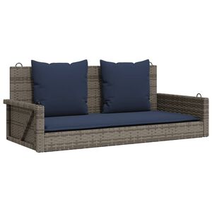vidaXL Panca a dondolo con cuscini grigia 119x56x48 cm in polyrattan