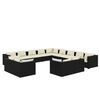 vidaXL Set Divani da Giardino 13 pz con Cuscini in Polyrattan Nero