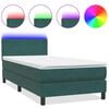 vidaXL Letto a Molle con Materasso e LED Verde Scuro 90x220 cm Velluto