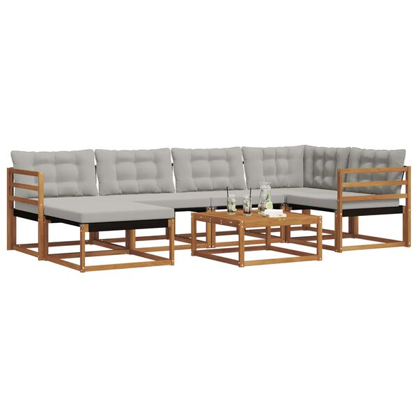 vidaXL Set di divani da esterno 7 pcs Grigio Naturale e Chiaro