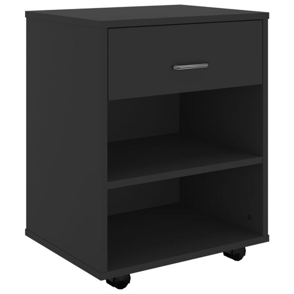 vidaXL Mobiletto con Ruote Nero 46x36x59 cm in Legno Multistrato