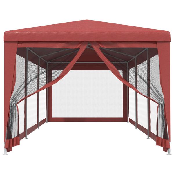 vidaXL Tenda per Feste con Pareti Laterali in Rete Rossa 3x9 m HDPE
