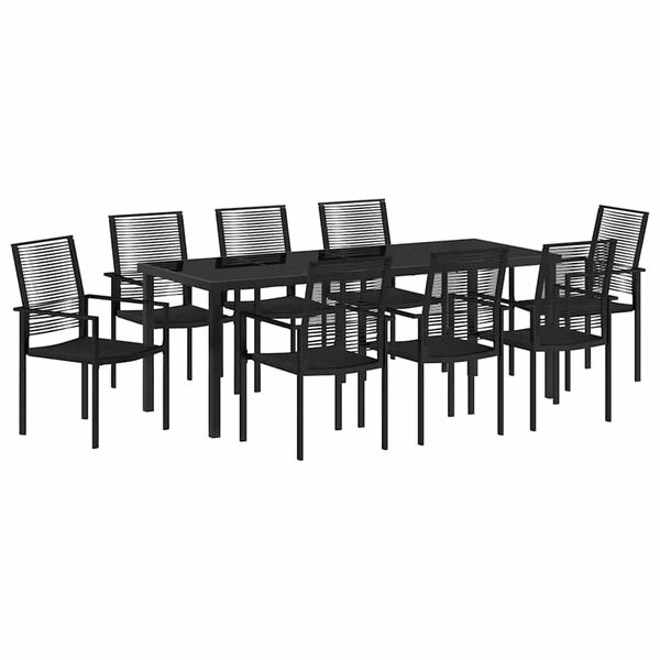 vidaXL Set da Pranzo per Giardino 9 pcs Nero