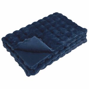 vidaXL Coperta in Pelliccia di Coniglio Finta Blu Marino 130 x 150 cm