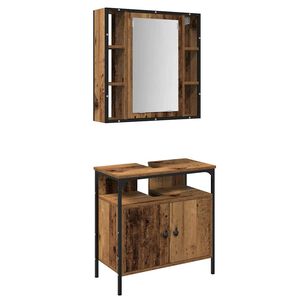 vidaXL Set di mobili per il bagno 2 pcs Marrone Legno multistrato