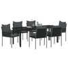 vidaXL Set da Pranzo per Giardino 7 pcs Nero e Grigio Rattan in PE