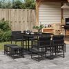 vidaXL Set da Pranzo da Giardino 9 pz con Cuscini Nero in Polyrattan