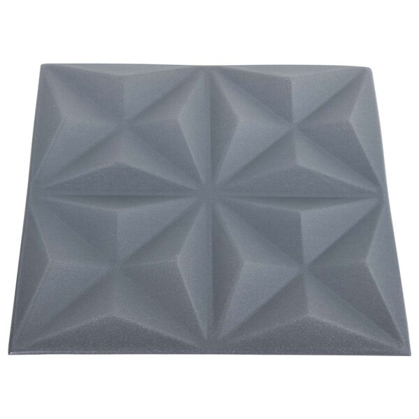 vidaXL Pannelli da parete 24 pcs Origami Grigio 50 x 50 cm Schiuma XPS