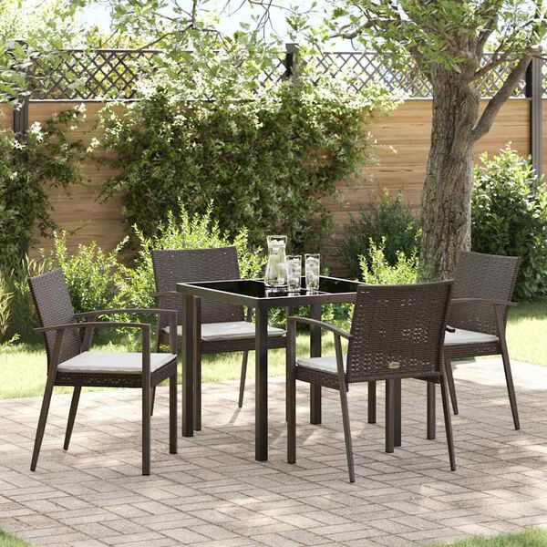 vidaXL Set da Pranzo per Giardino 5 pcs Marrone e Nero Rattan in PE