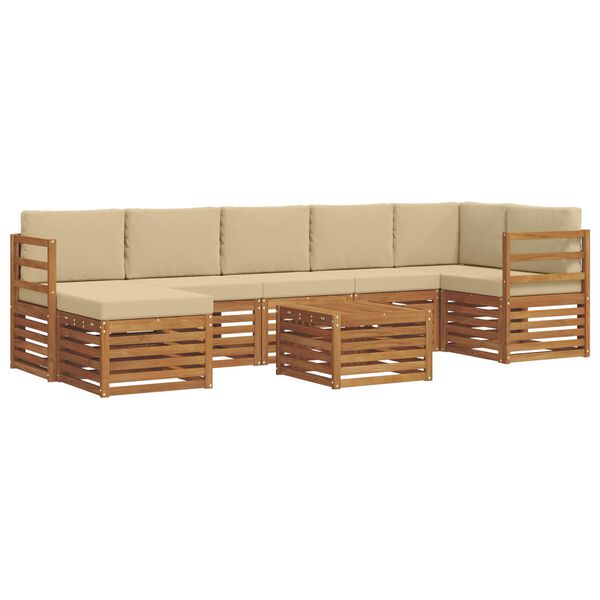 vidaXL Set divano sezionale con cuscino 8 pcs Naturale e Beige
