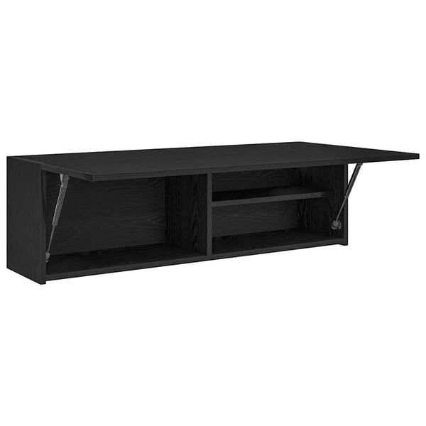 Mobile Da Bagno A Parete VidaXL 100x25x30 Cm, In Truciolato Nero – Pensile Con Ante A Molla Gas, Ampia Capacità, Per Bagno, Cucina O Camera