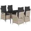vidaXL Set Pranzo da Giardino 5pz con Cuscini Grigio Chiaro Polyrattan