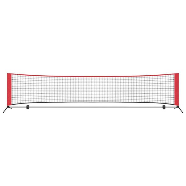 vidaXL Rete da tennis Nero e Rosso 396 x 92 x 87 cm Poliestere
