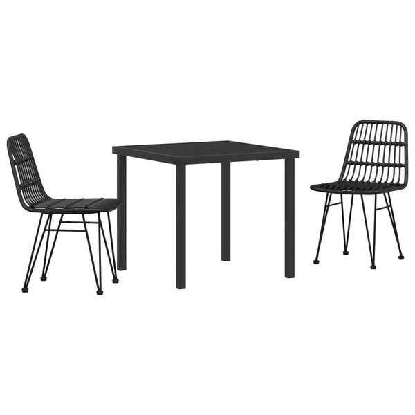 vidaXL Set da Pranzo per Giardino 3 pcs Nero