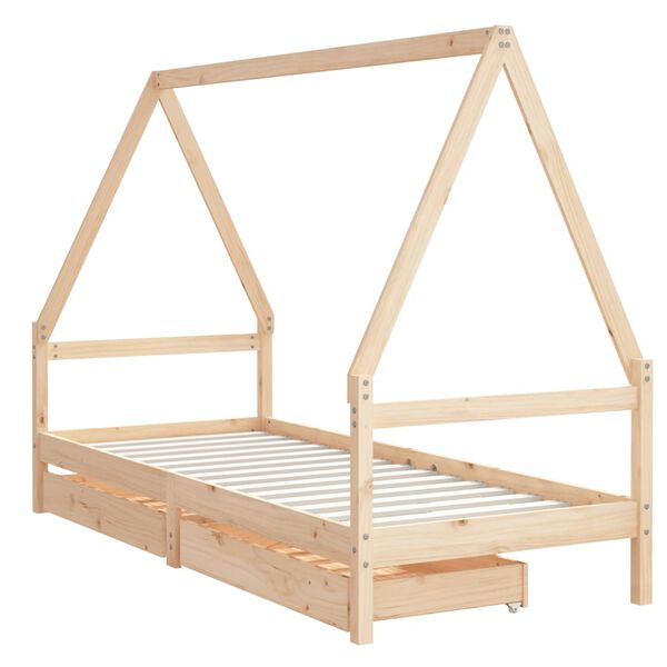 vidaXL Giroletto Bambini con Cassetti 90x200 cm Legno Massello di Pino