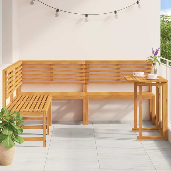 vidaXL Set Panchina da Giardino 4 pcs Marrone legno massello di acacia