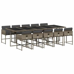 vidaXL Set da Pranzo da Giardino 11pz con Cuscini in Polyrattan Grigio