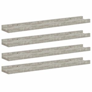 vidaXL Mensole da Parete 4 pz Grigio Cemento 60x9x3 cm