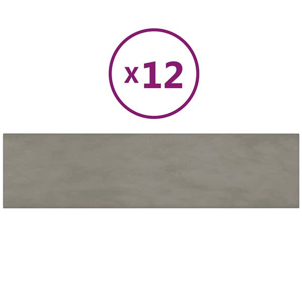 vidaXL Pannelli Murali 12 pz Grigio Chiaro 60x15 cm Velluto 1,08 m²