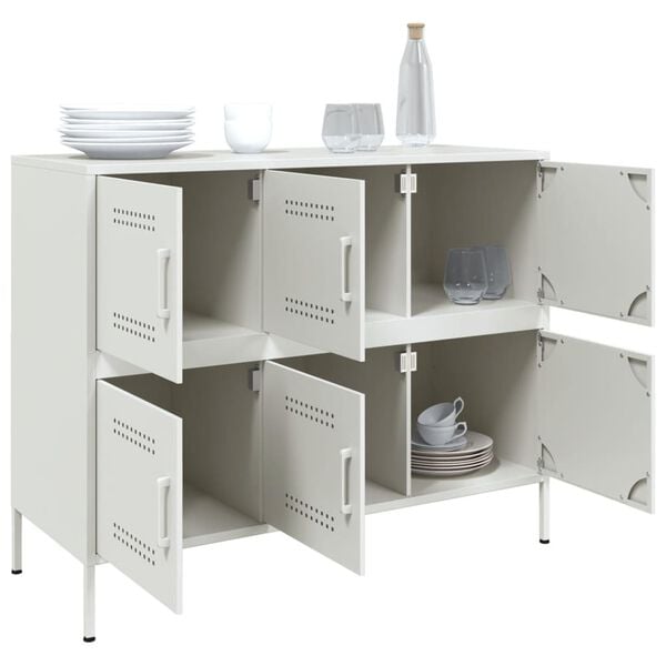 vidaXL Credenza Bianca 100,5x39x79 cm in Acciaio
