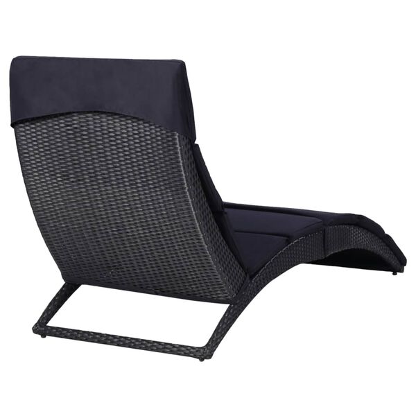 vidaXL Lettino Prendisole con Cuscino in Polyrattan Nero