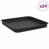 vidaXL Vassoio Quadrato per Fiori 24 pcs Nero 21 x 21 x 2 cm Plastica