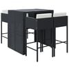 vidaXL Set Bar da Giardino 5 pz con Cuscini in Polyrattan Nero