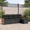 vidaXL Set Divani da Giardino 5 pz con Cuscini in Polyrattan Nero