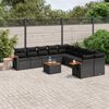 vidaXL Set Divani da Giardino 11 pz con Cuscini in Polyrattan Nero