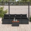 vidaXL Set Divano da Giardino con cuscino 5 pcs Nero polyrattan