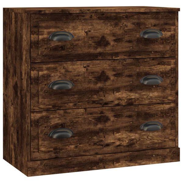 vidaXL Credenze 3 pz Rovere Fumo in Legno Multistrato