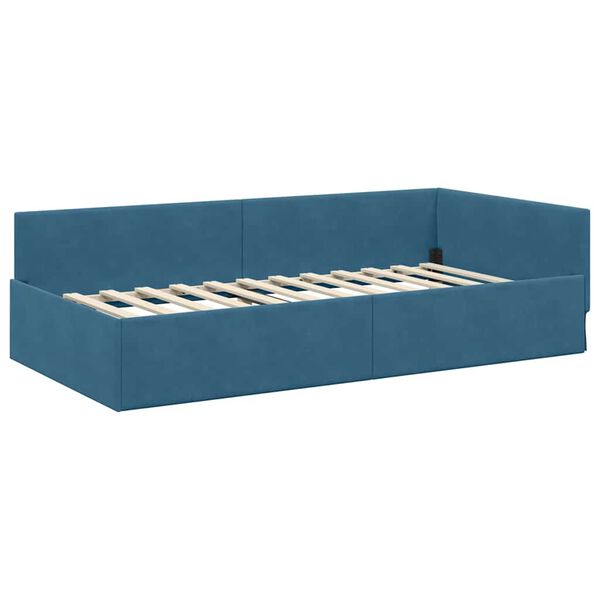 vidaXL Cornice del letto ad angolo Blu 80 cm x 200 cm Velluto