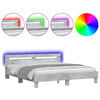 vidaXL Giroletto con Testiera e LED Grigio Cemento 180x200 cm