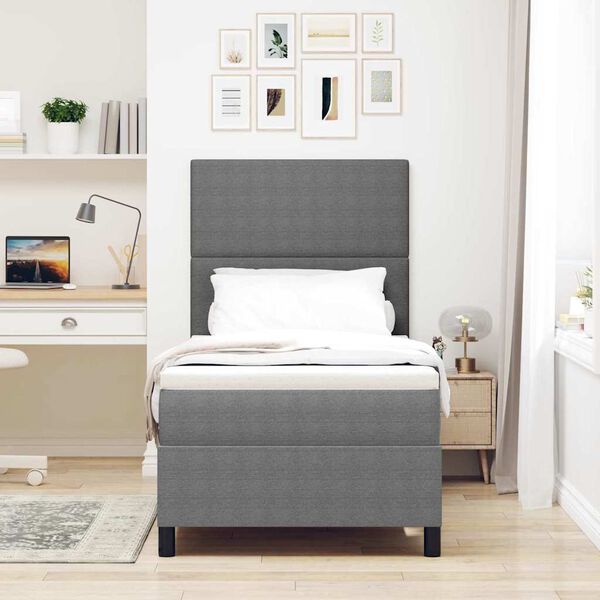 vidaXL Letto a molle Grigio chiaro e bianco 203 x 80 x 128 cm