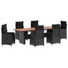 vidaXL Set da pranzo per esterni 7 pz Nero polyrattan