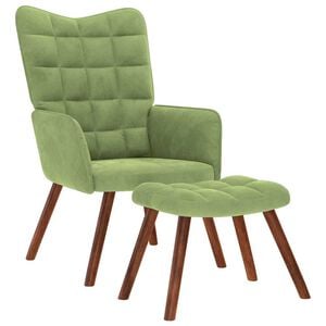 vidaXL Poltrona Relax con Poggiapiedi Verde Chiaro in Velluto