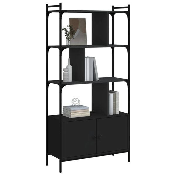 vidaXL Libreria con Ante Nera 76,5x30x154,5 cm Legno Multistrato