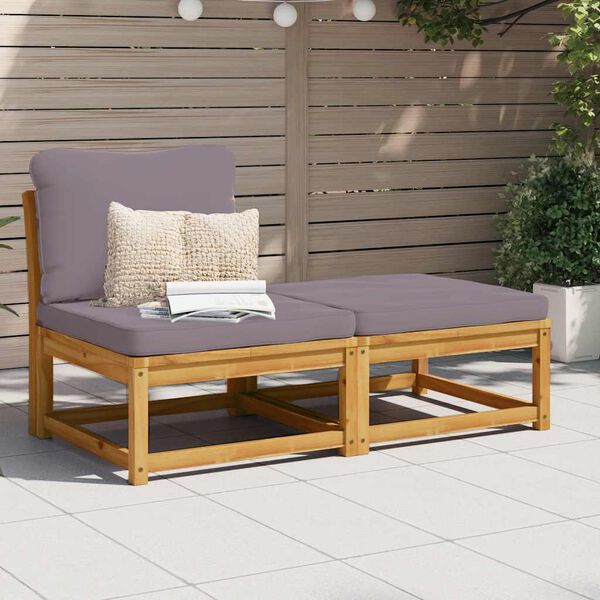 vidaXL Set Mobili da Giardino 3pz con Cuscini Legno Massello di Acacia