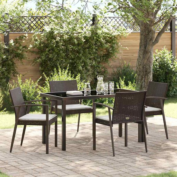 vidaXL Set da Pranzo per Giardino 5 pcs Marrone e Nero Rattan in PE