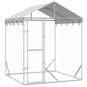 vidaXL Cuccia Cani da Esterno Tetto Argento 2x2x2,5 m Acciaio Zincato