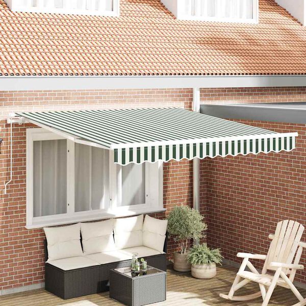 vidaXL Tenda da Sole Verde e Bianco 300 x 250 x 165 cm Poliestere