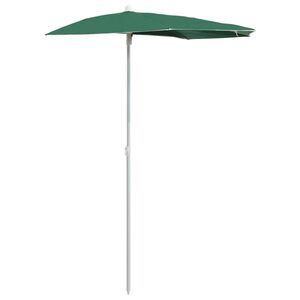 vidaXL Ombrellone Semicircolare da Giardino con Palo 180x90 cm Verde