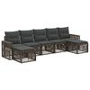 vidaXL Set Divano da Giardino 7 pz Grigio e Grigio Scuro polyrattan