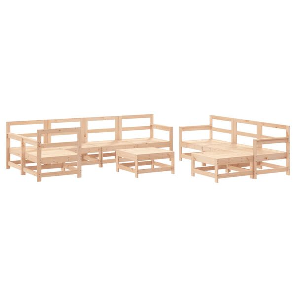 vidaXL Set Salotto da Giardino 10 pz in Legno Massello di Pino