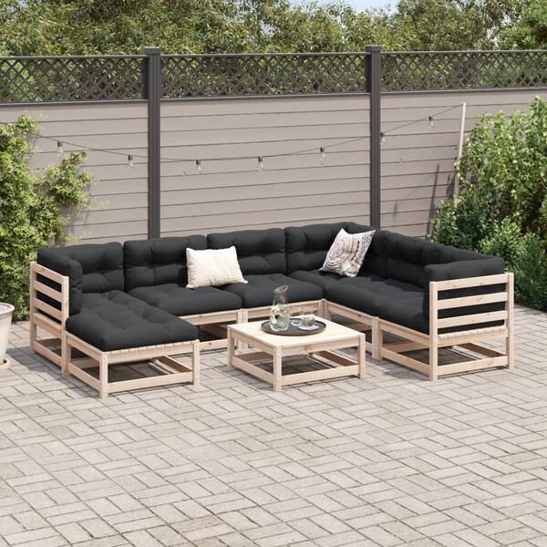 vidaXL Set Divani da Giardino 8 pz con Cuscini Legno Massello di Pino