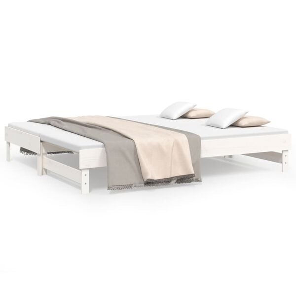 vidaXL Dormeuse Estraibile Bianca 2x(90x200) cm Legno Massello di Pino